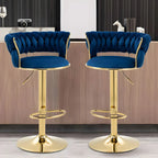 Tabouret de bar pivotant réglable à dossier bas et base dorée