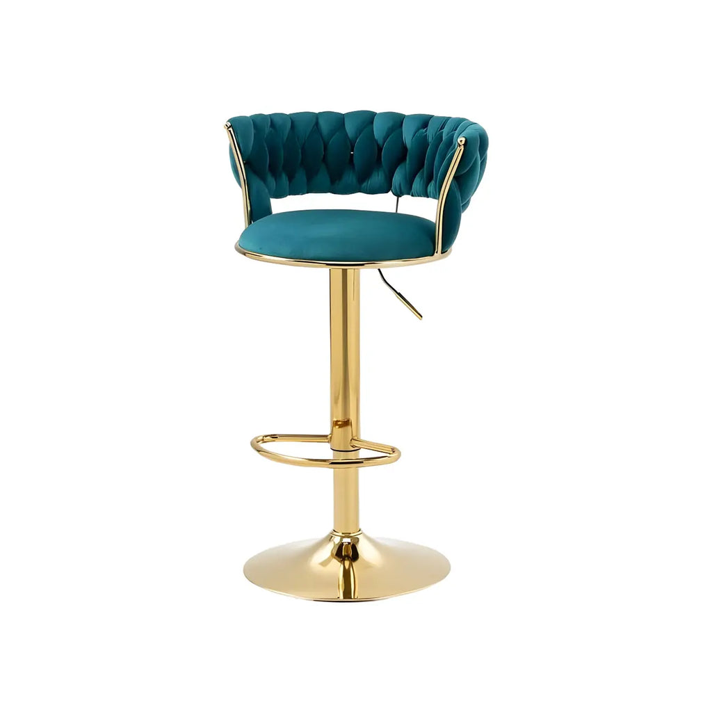 Tabouret de bar pivotant réglable à dossier bas et base dorée