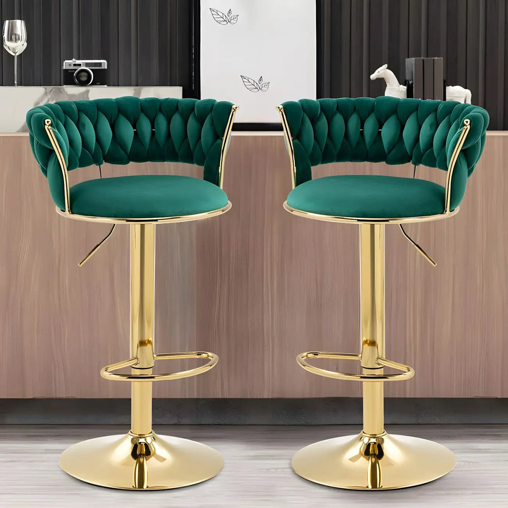 Tabouret de bar pivotant réglable à dossier bas et base dorée