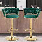 Tabouret de bar pivotant réglable à dossier bas et base dorée