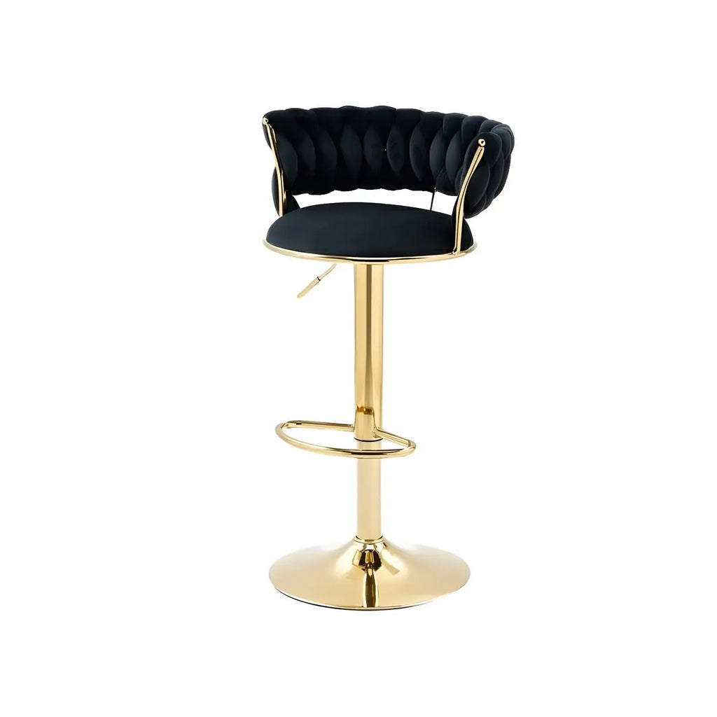 Tabouret de bar pivotant réglable à dossier bas et base dorée