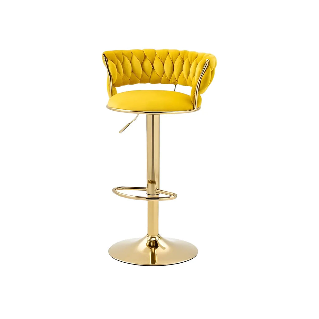 Tabouret de bar pivotant réglable à dossier bas et base dorée