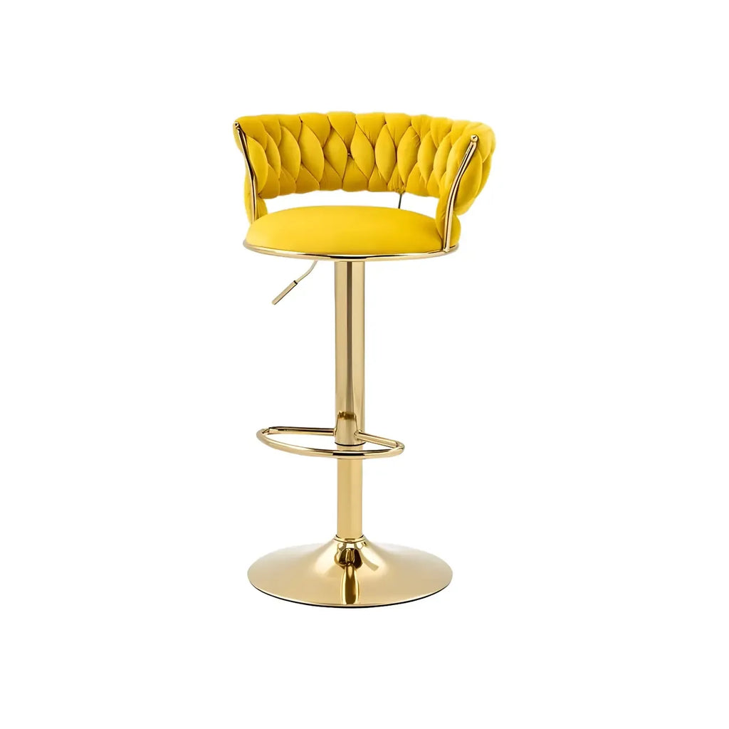 Tabouret de bar pivotant réglable à dossier bas et base dorée