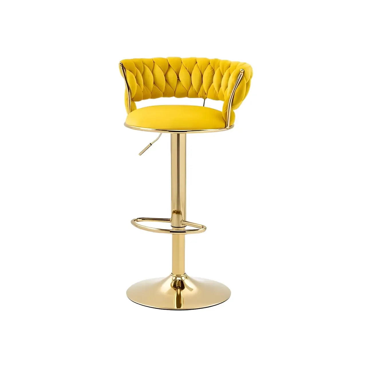 Tabouret de bar pivotant réglable à dossier bas et base dorée