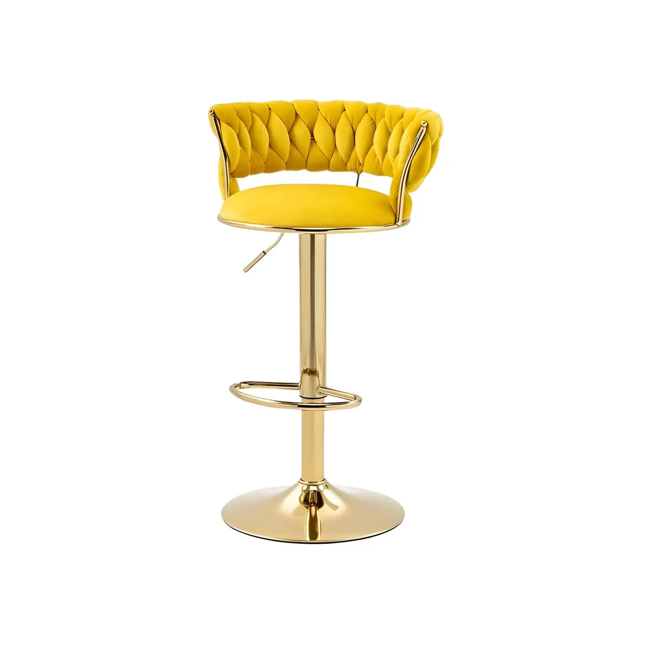 Tabouret de bar pivotant réglable à dossier bas et base dorée