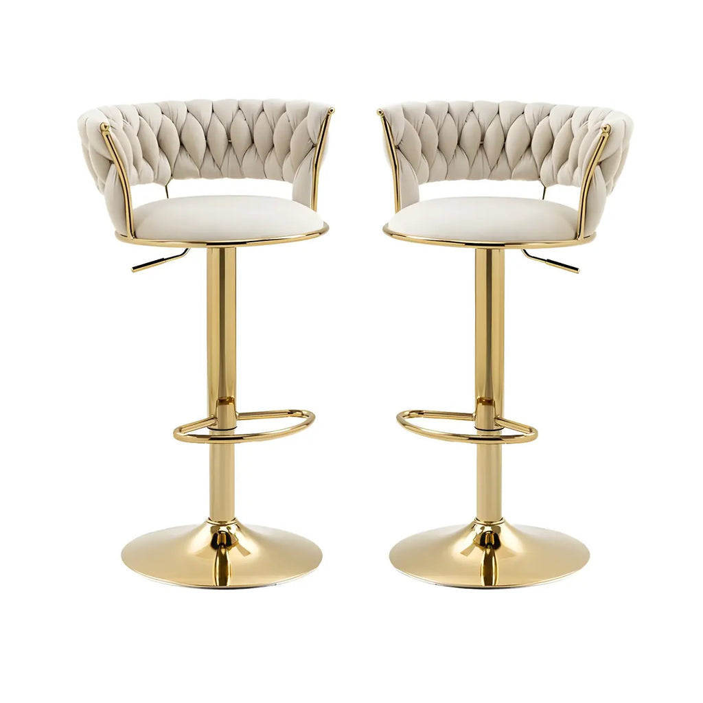 Tabouret de bar pivotant réglable à dossier bas et base dorée