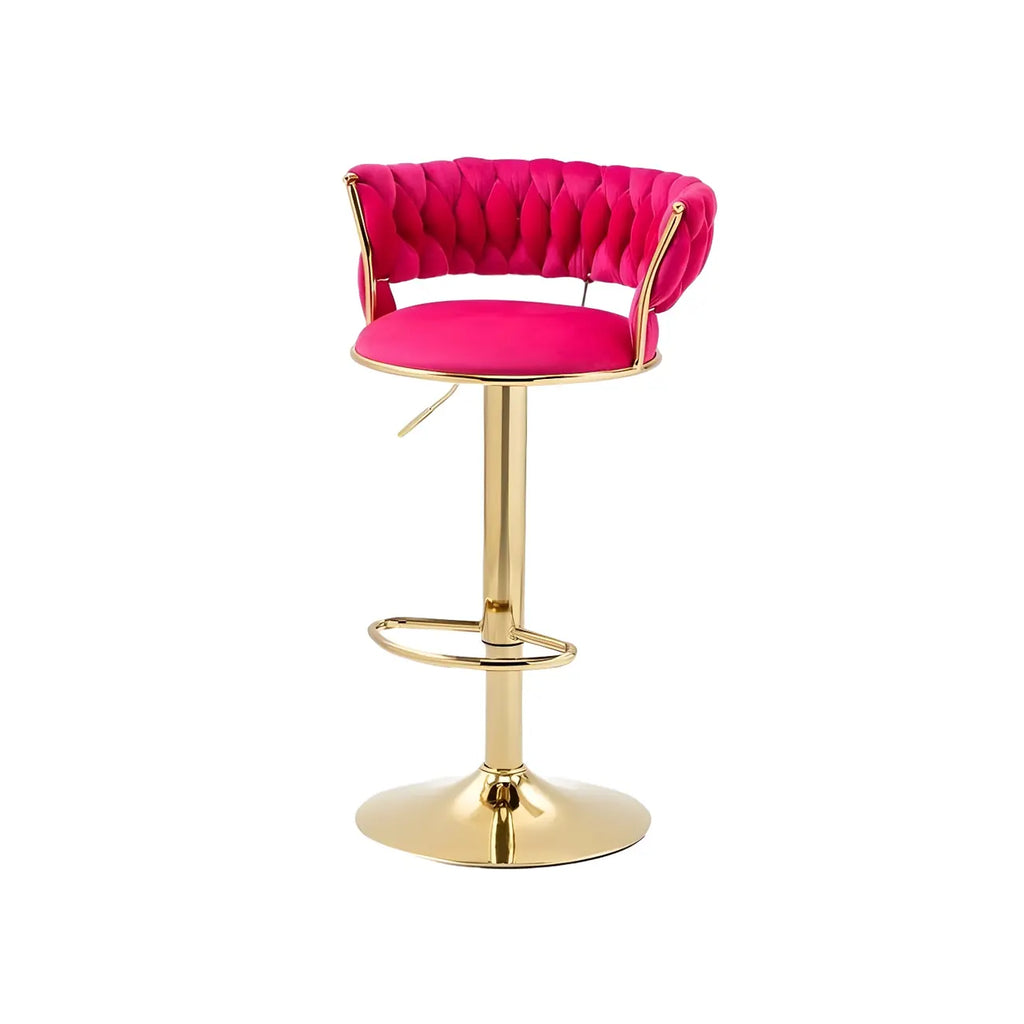 Tabouret de bar pivotant réglable à dossier bas et base dorée