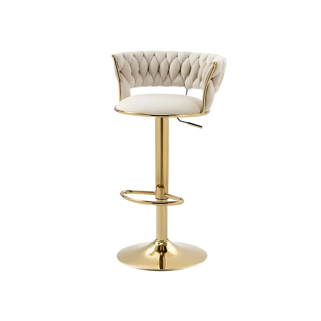 Tabouret de bar pivotant réglable à dossier bas et base dorée