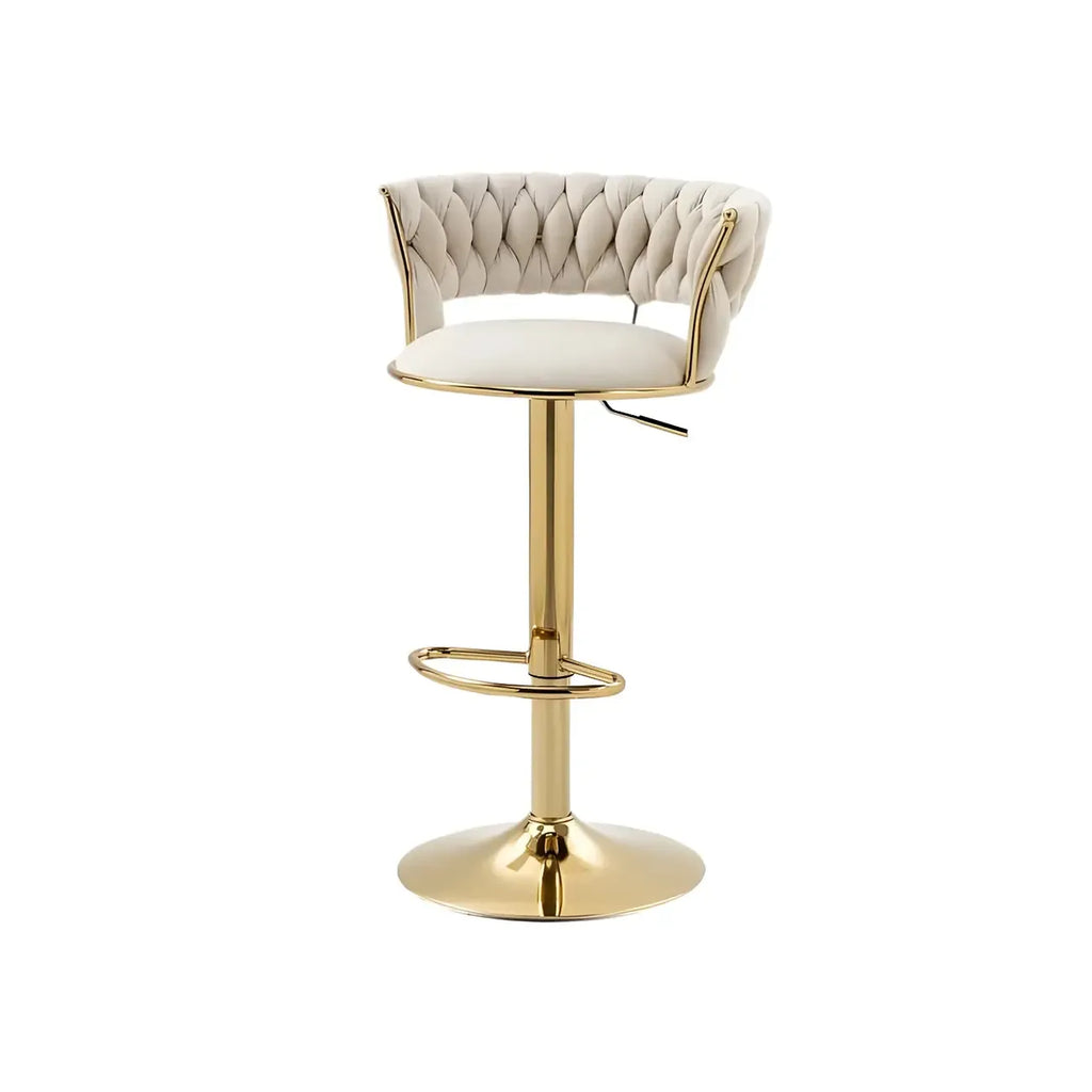 Tabouret de bar pivotant réglable à dossier bas et base dorée