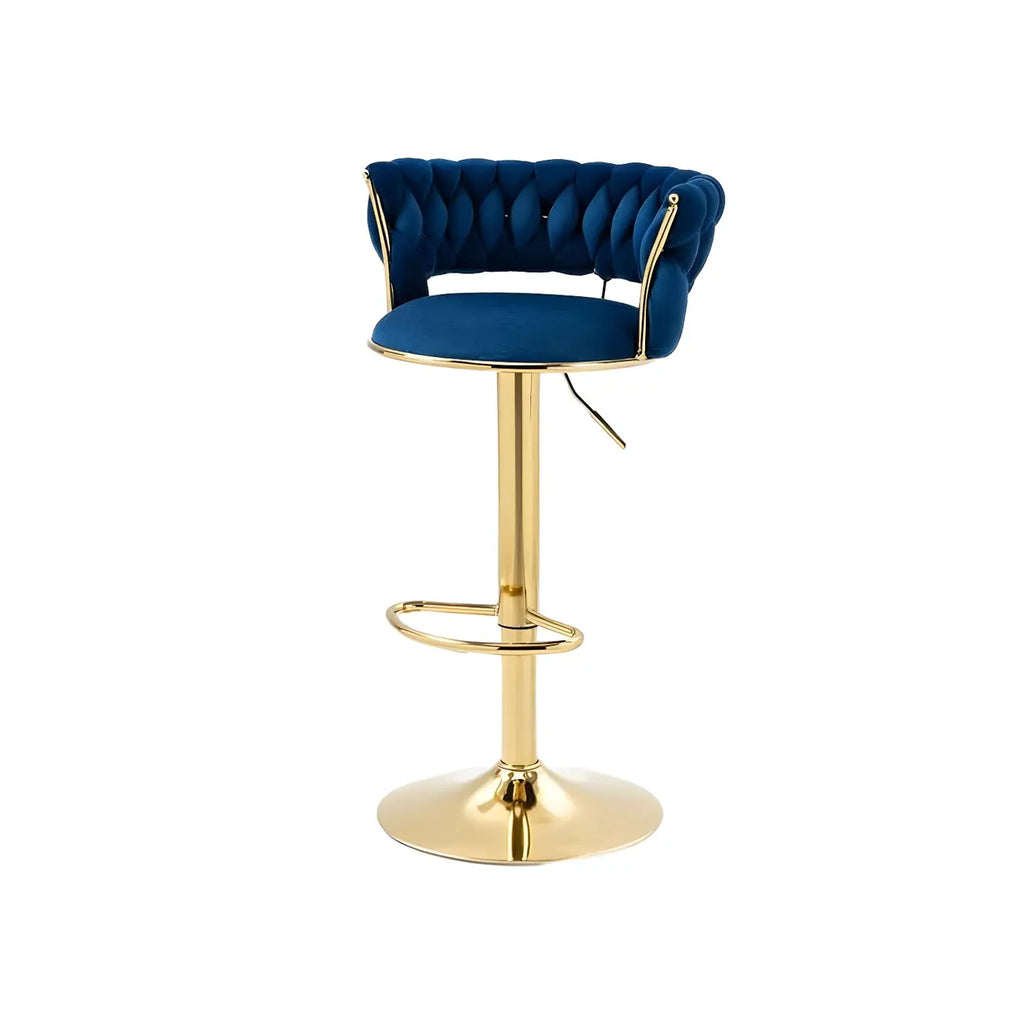 Tabouret de bar pivotant réglable à dossier bas et base dorée