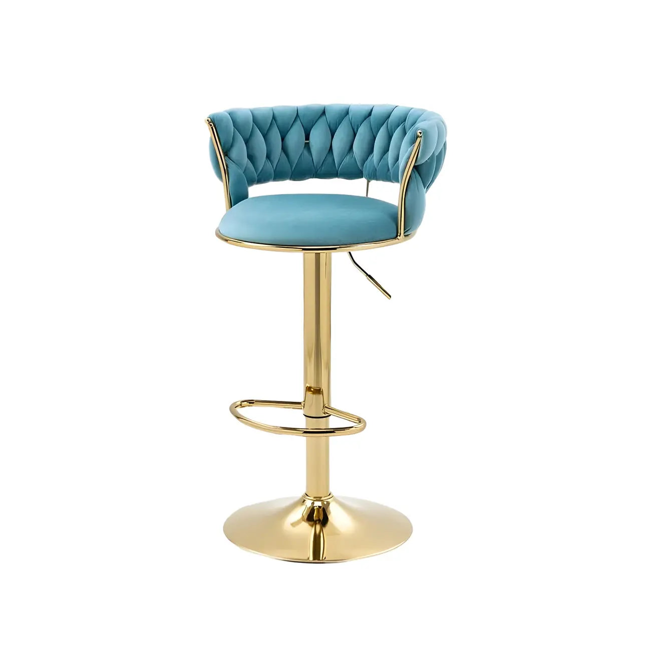 Tabouret de bar pivotant réglable à dossier bas et base dorée