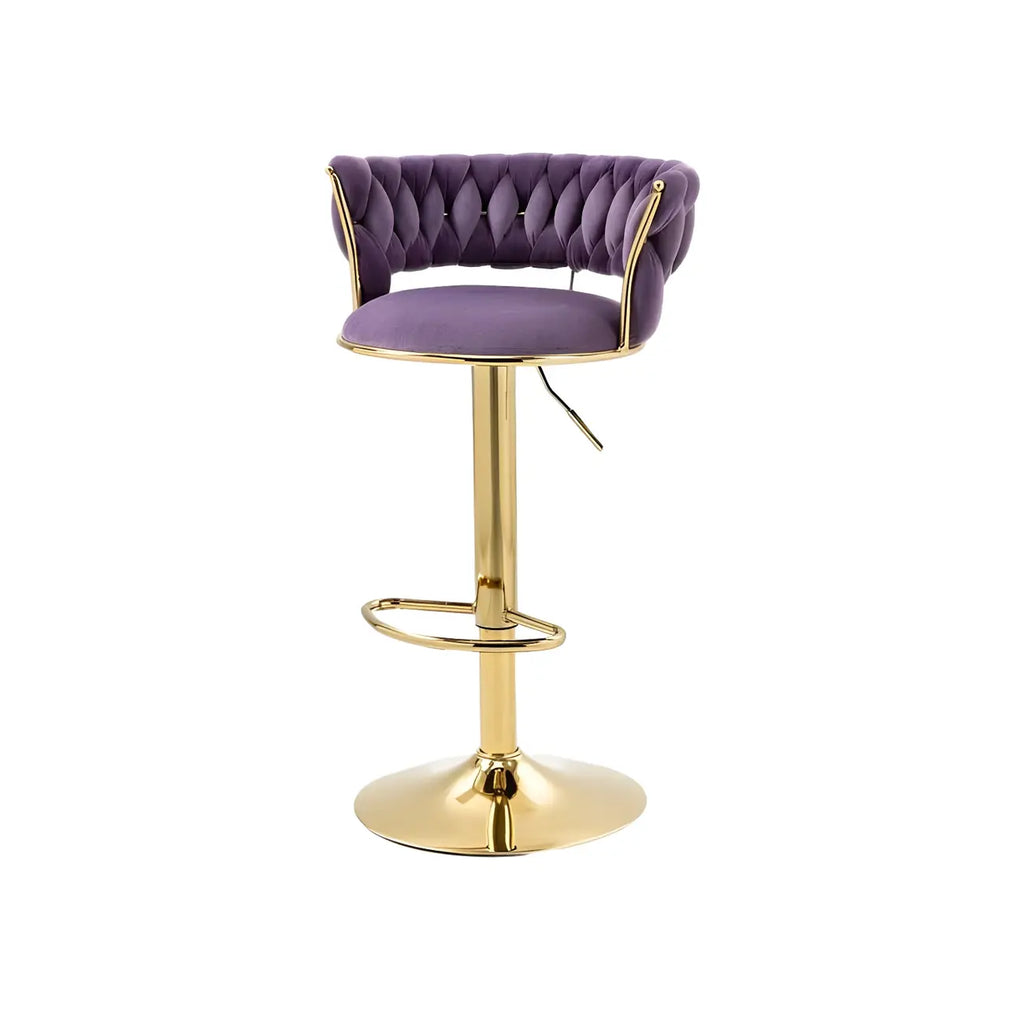 Tabouret de bar pivotant réglable à dossier bas et base dorée