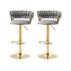 Tabouret de bar pivotant réglable à dossier bas et base dorée
