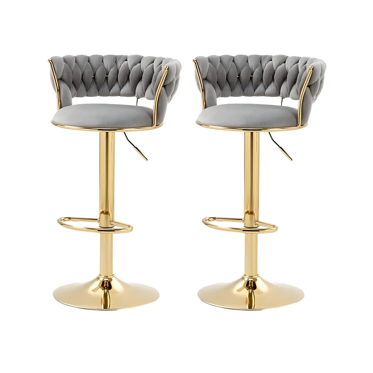 Tabouret de bar pivotant réglable à dossier bas et base dorée