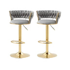 Tabouret de bar pivotant réglable à dossier bas et base dorée