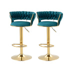 Tabouret de bar pivotant réglable à dossier bas et base dorée