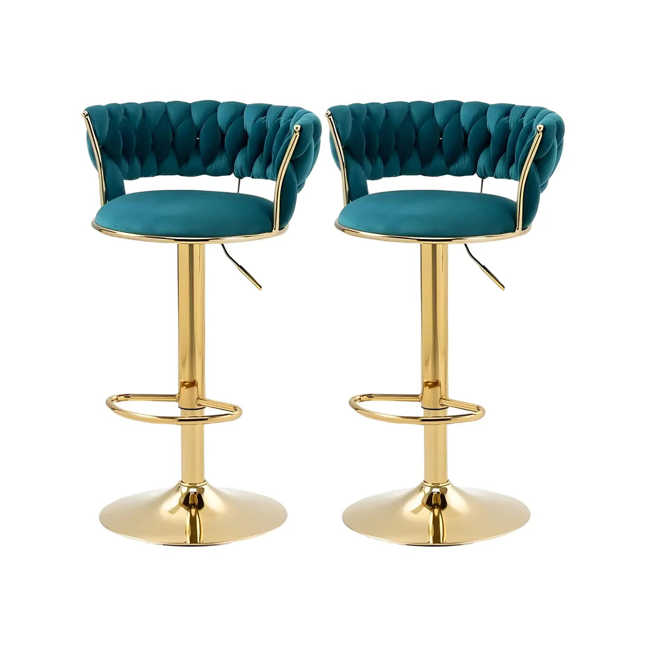 Tabouret de bar pivotant réglable à dossier bas et base dorée