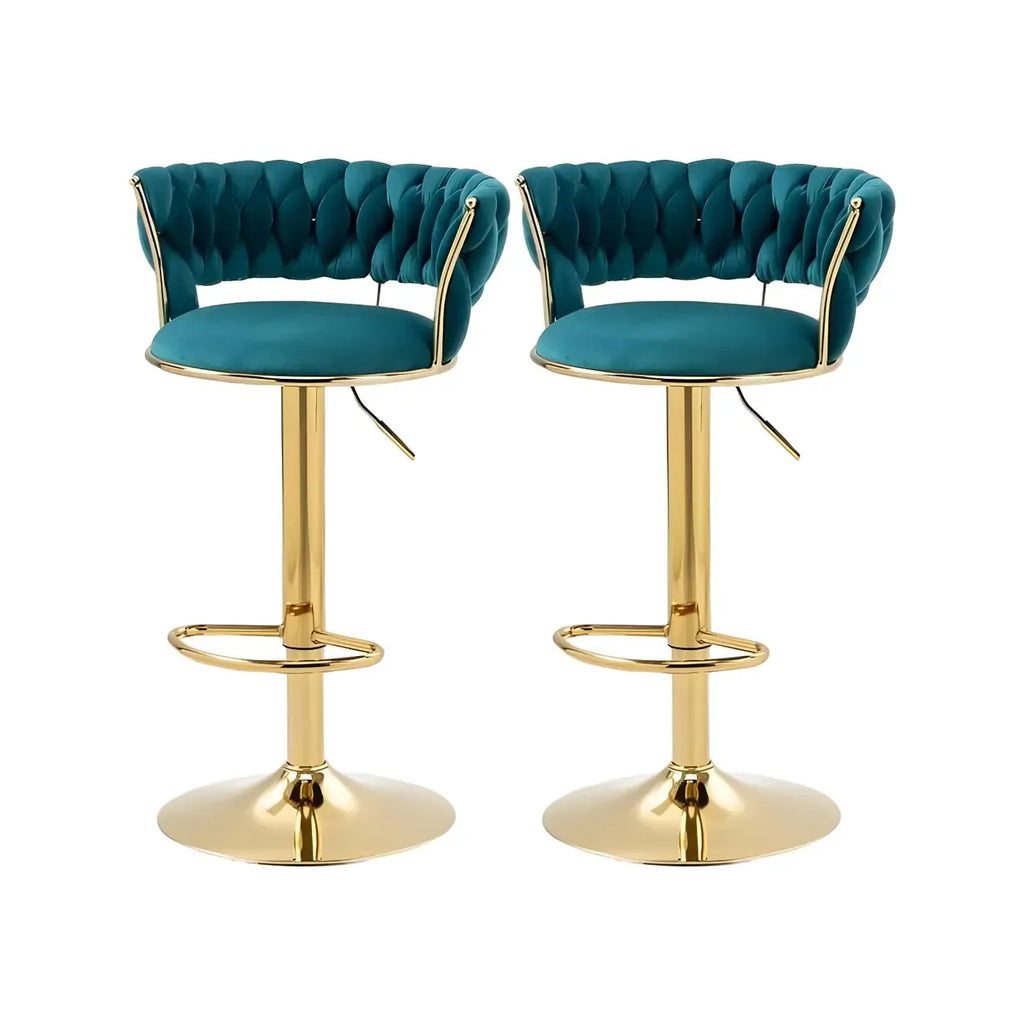 Tabouret de bar pivotant réglable à dossier bas et base dorée