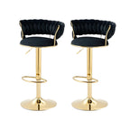 Tabouret de bar pivotant réglable à dossier bas et base dorée