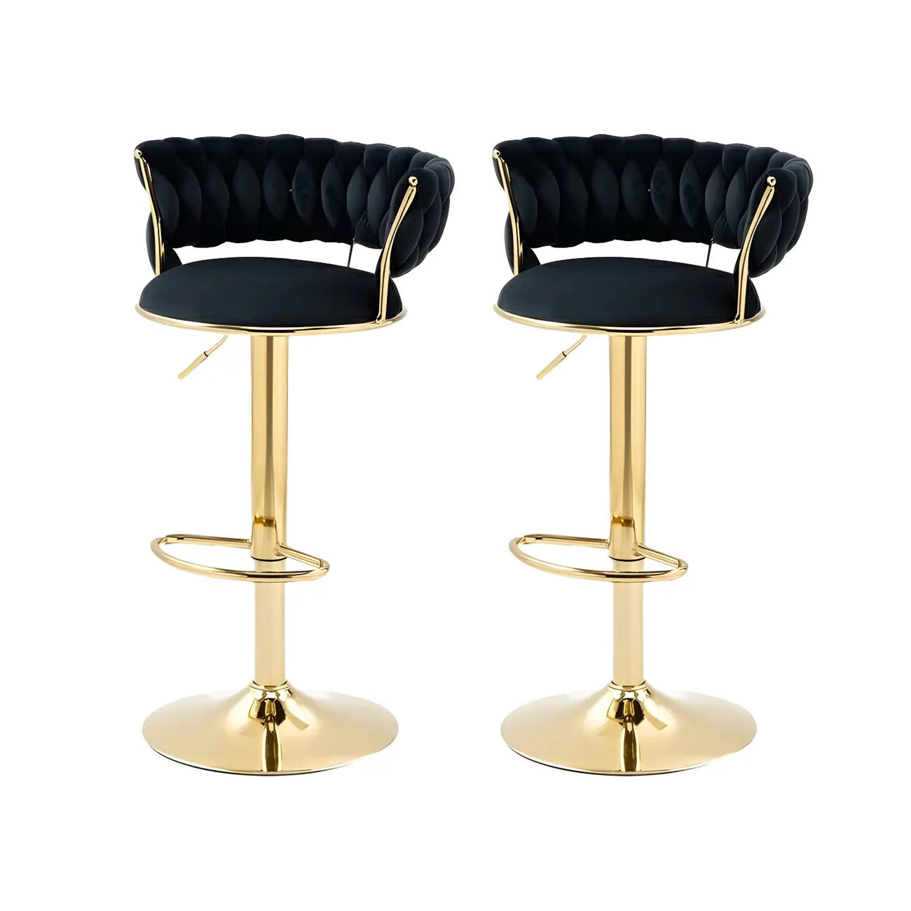 Tabouret de bar pivotant réglable à dossier bas et base dorée