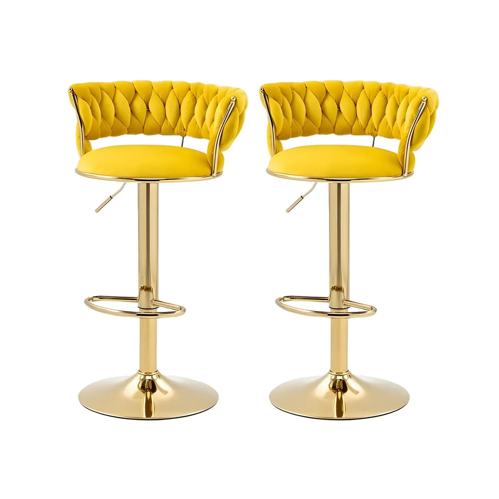 Tabouret de bar pivotant réglable à dossier bas et base dorée