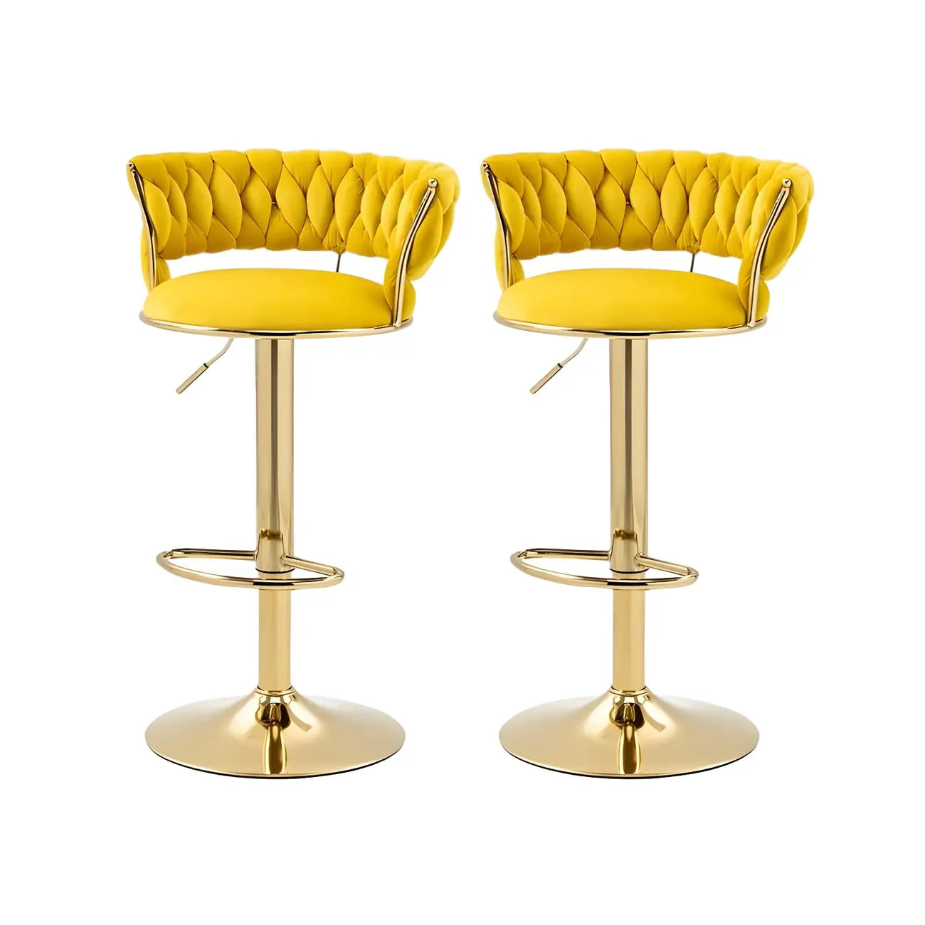 Tabouret de bar pivotant réglable à dossier bas et base dorée