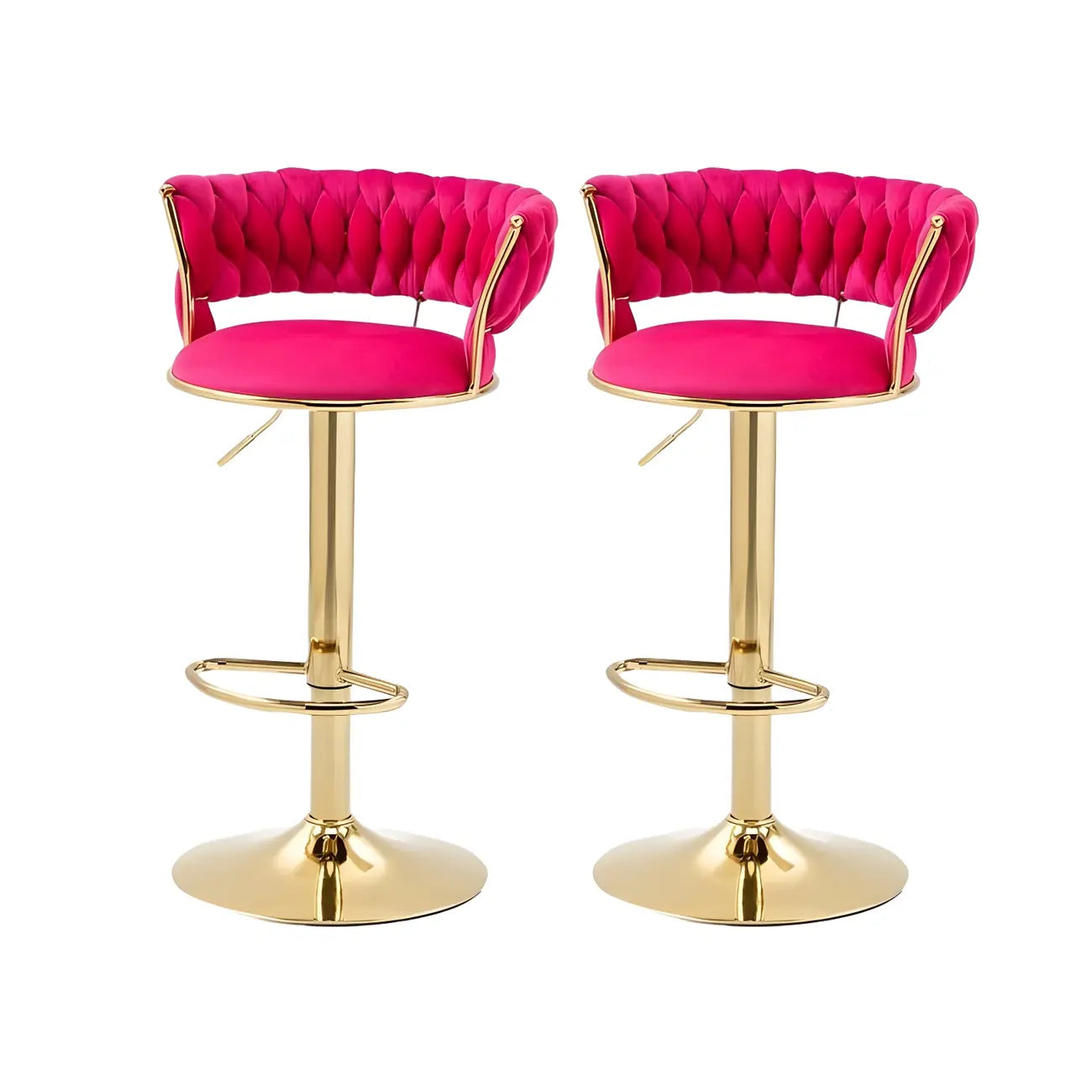 Tabouret de bar pivotant réglable à dossier bas et base dorée