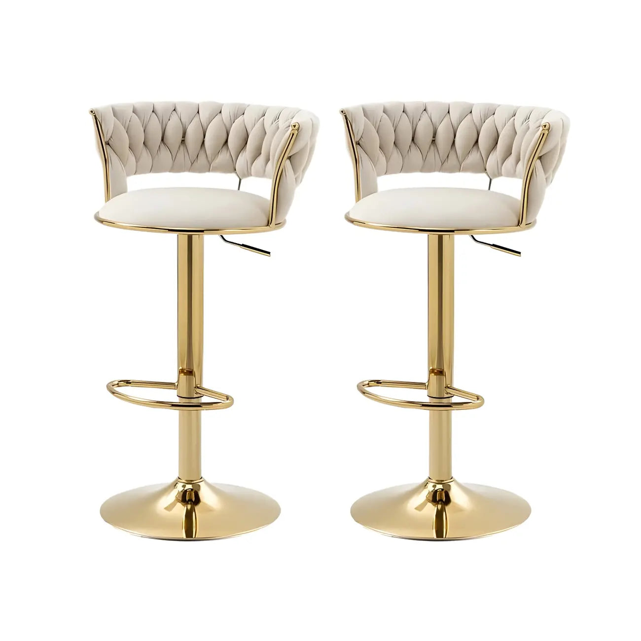 Tabouret de bar pivotant réglable à dossier bas et base dorée