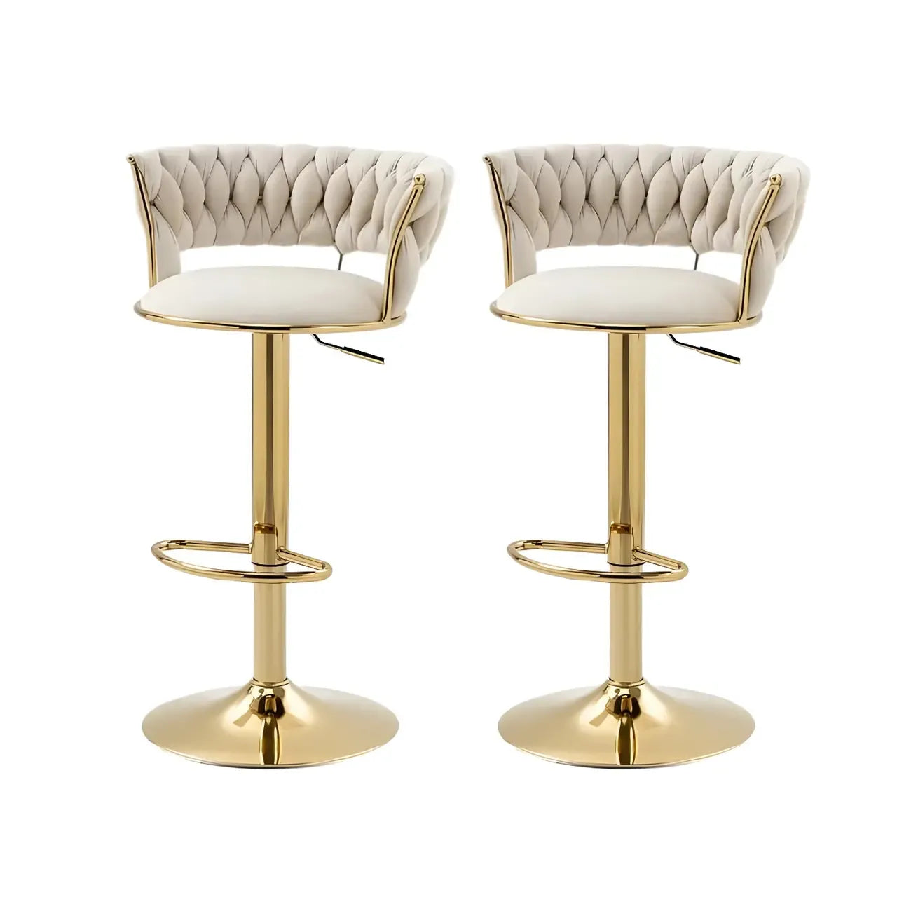 Tabouret de bar pivotant réglable à dossier bas et base dorée