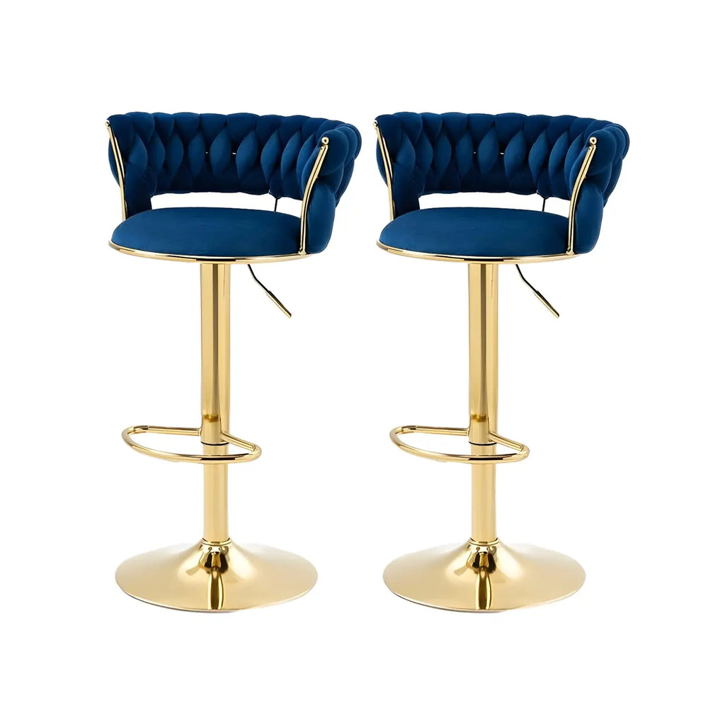 Tabouret de bar pivotant réglable à dossier bas et base dorée