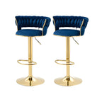 Tabouret de bar pivotant réglable à dossier bas et base dorée