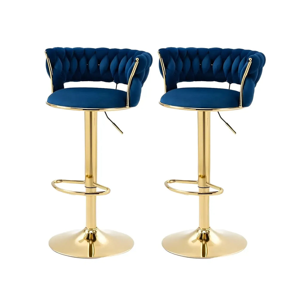 Tabouret de bar pivotant réglable à dossier bas et base dorée
