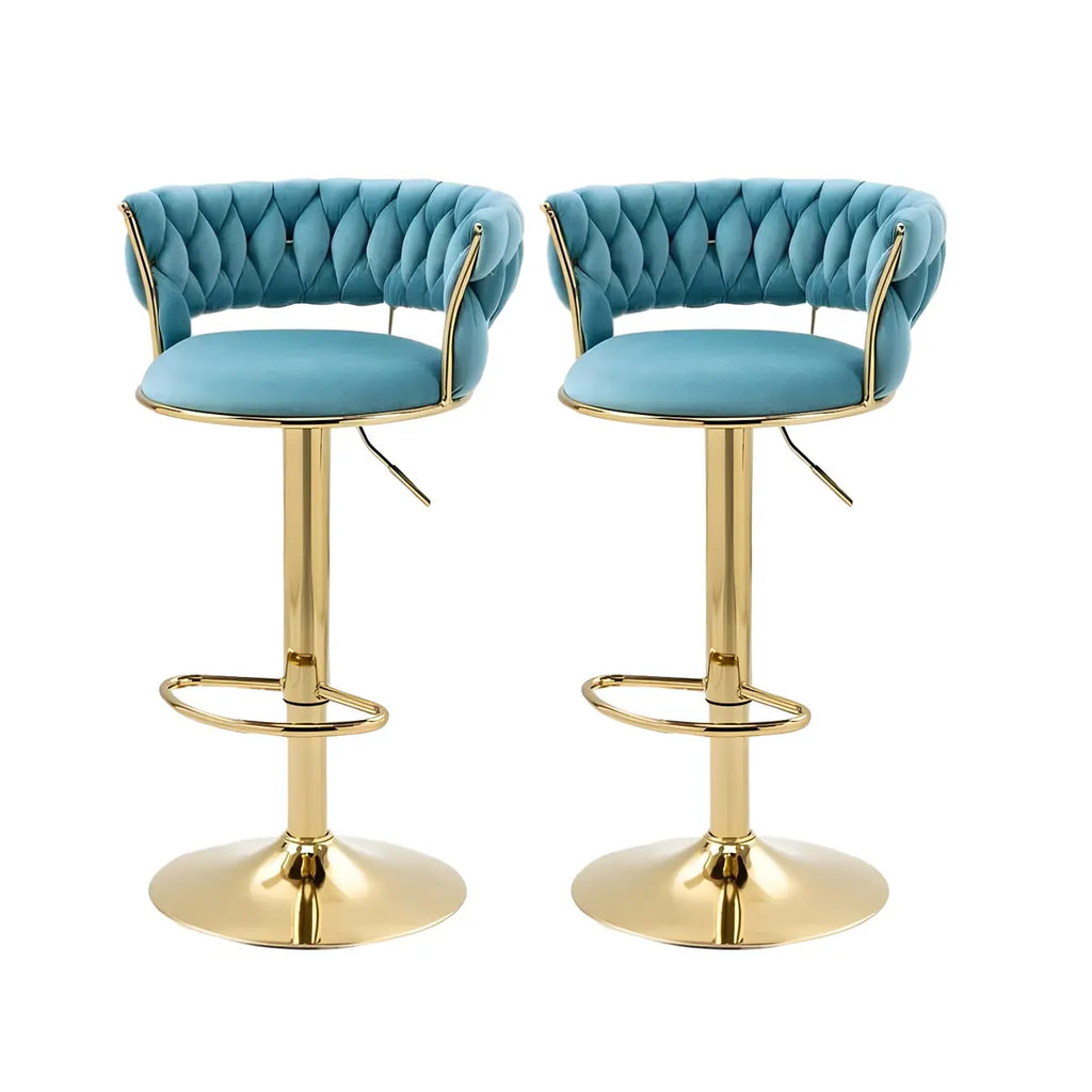 Tabouret de bar pivotant réglable à dossier bas et base dorée