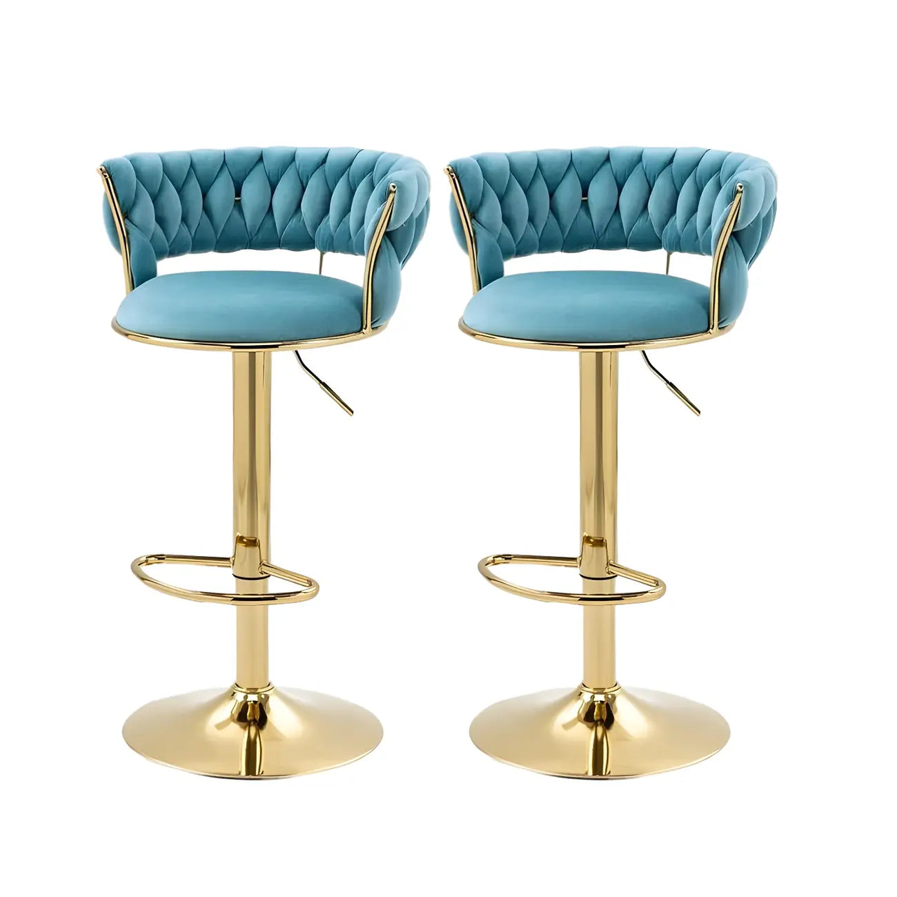 Tabouret de bar pivotant réglable à dossier bas et base dorée