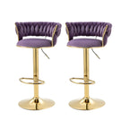 Tabouret de bar pivotant réglable à dossier bas et base dorée