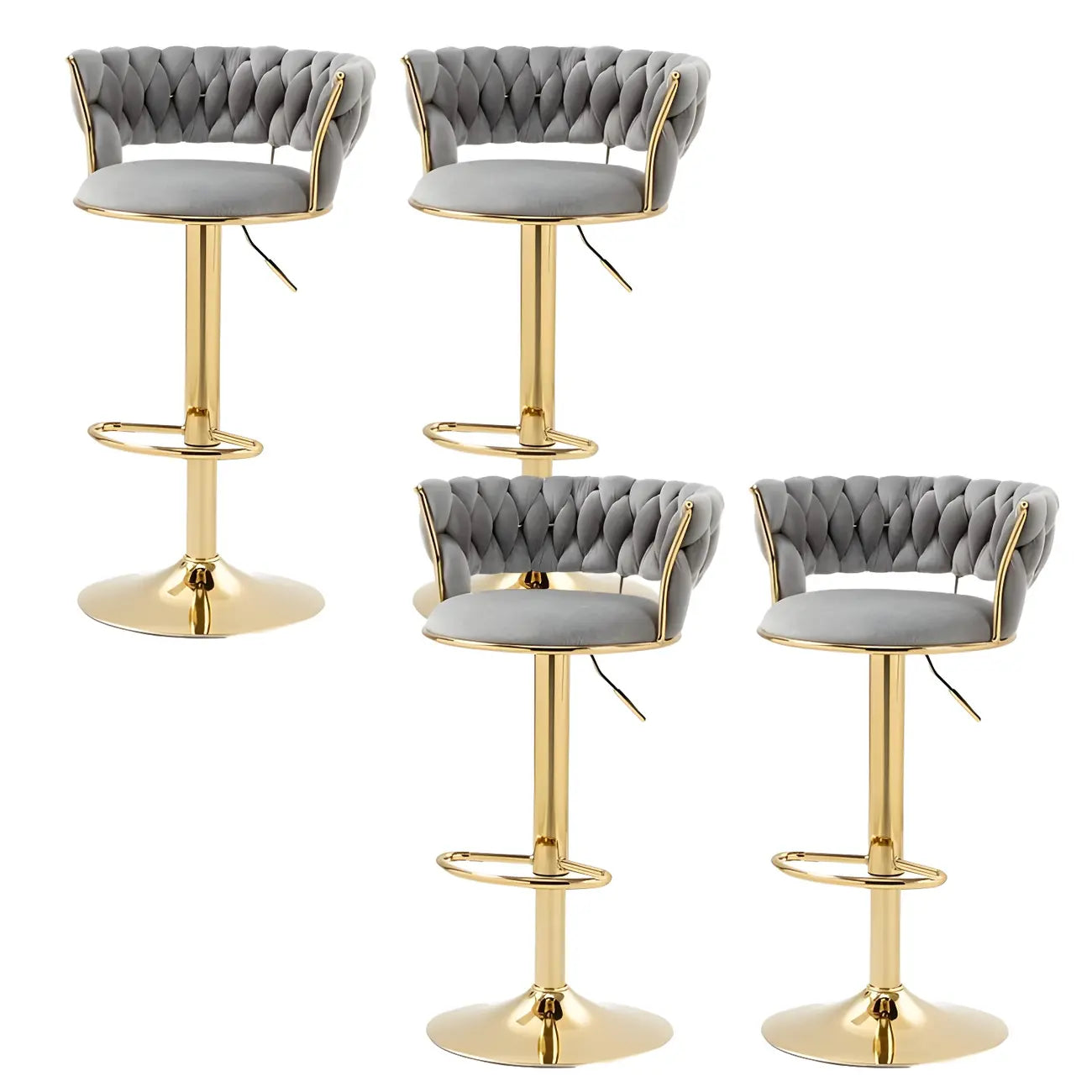 Tabouret de bar pivotant réglable à dossier bas et base dorée