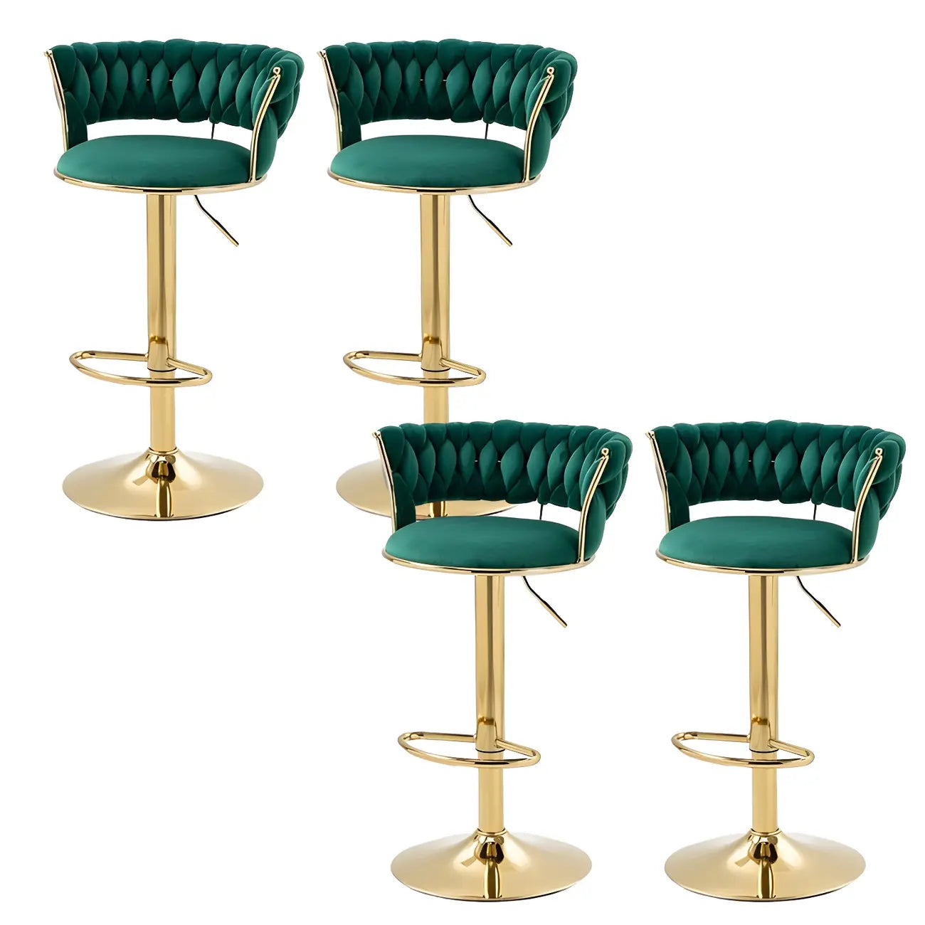 Tabouret de bar pivotant réglable à dossier bas et base dorée