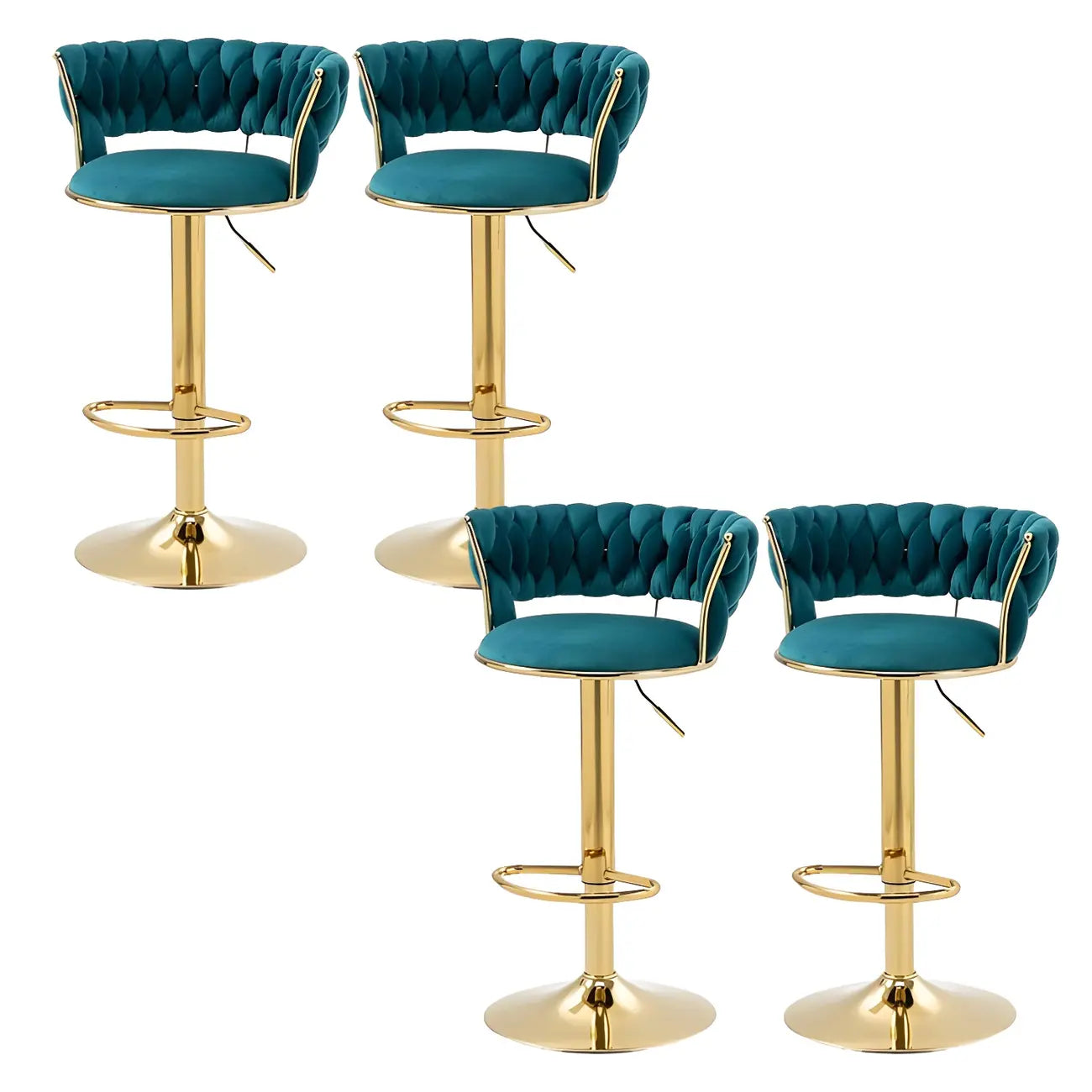 Tabouret de bar pivotant réglable à dossier bas et base dorée