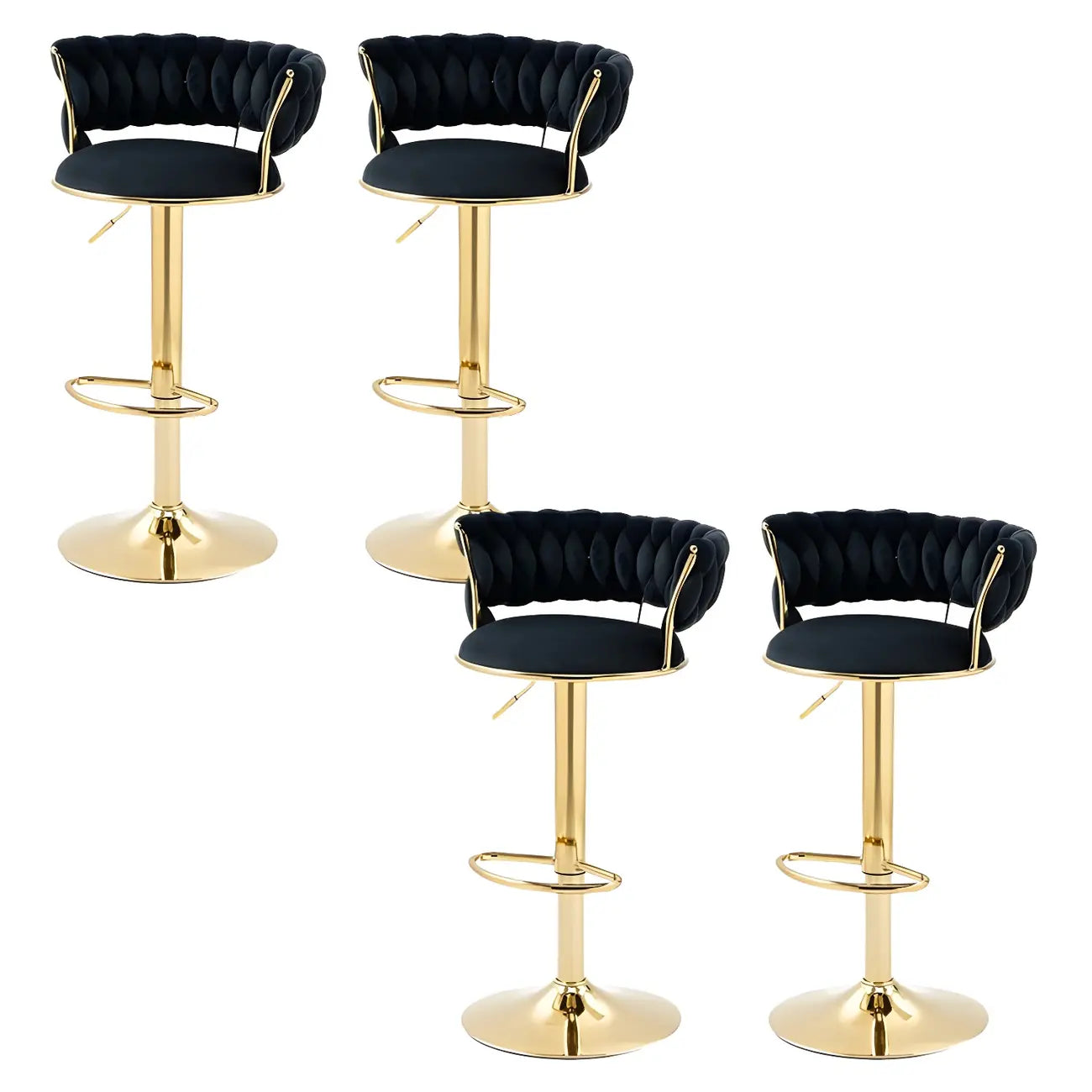 Tabouret de bar pivotant réglable à dossier bas et base dorée