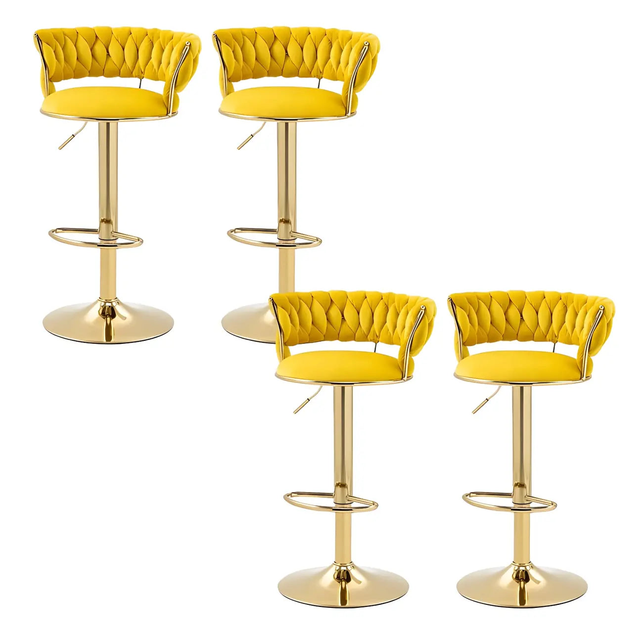 Tabouret de bar pivotant réglable à dossier bas et base dorée
