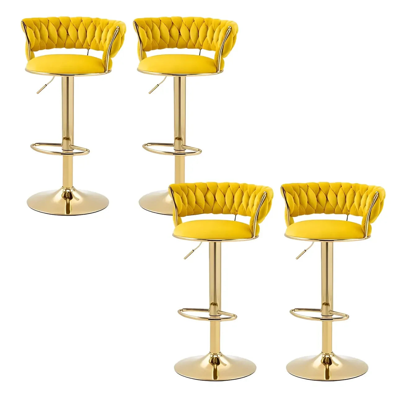 Tabouret de bar pivotant réglable à dossier bas et base dorée