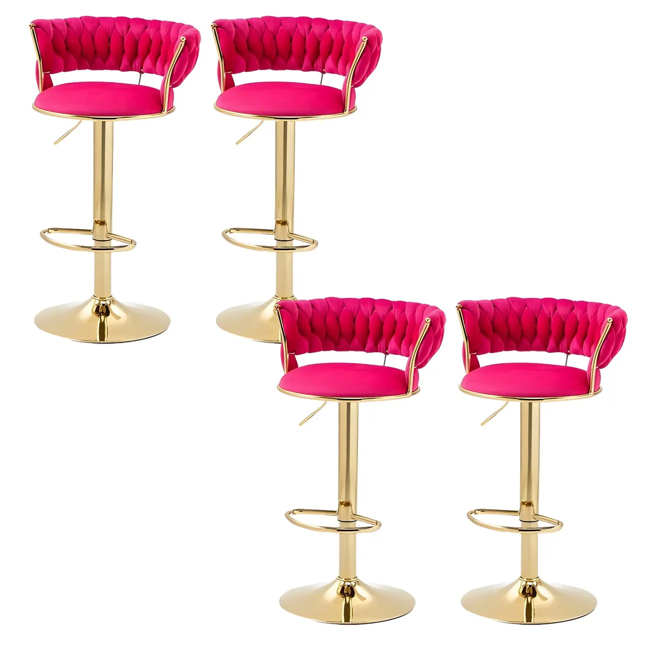 Tabouret de bar pivotant réglable à dossier bas et base dorée