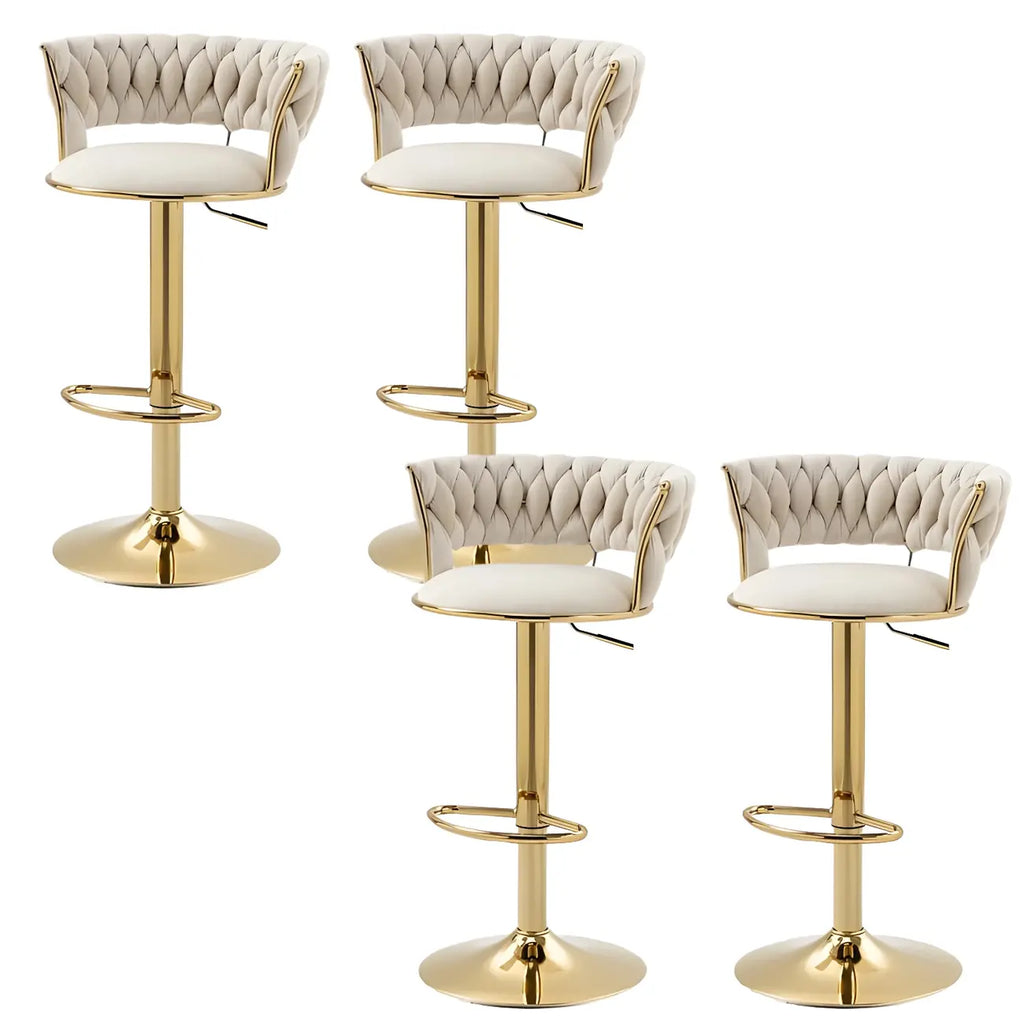 Tabouret de bar pivotant réglable à dossier bas et base dorée