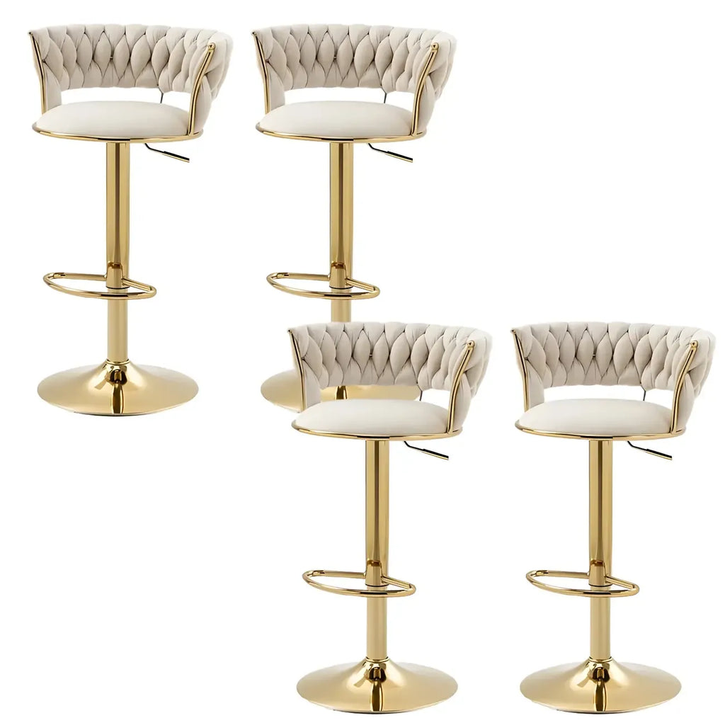 Tabouret de bar pivotant réglable à dossier bas et base dorée
