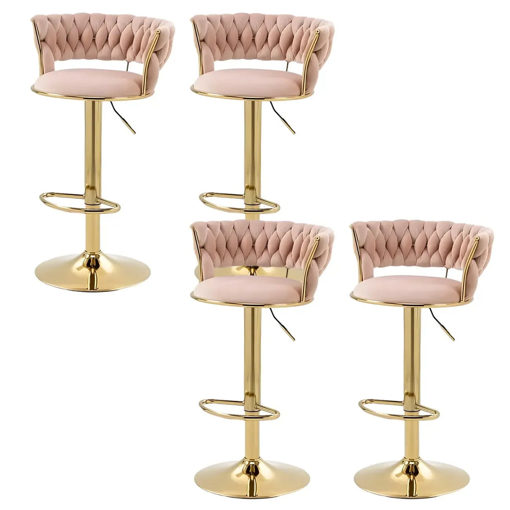 Tabouret de bar pivotant réglable à dossier bas et base dorée