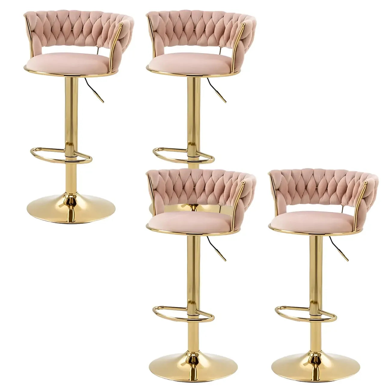Tabouret de bar pivotant réglable à dossier bas et base dorée