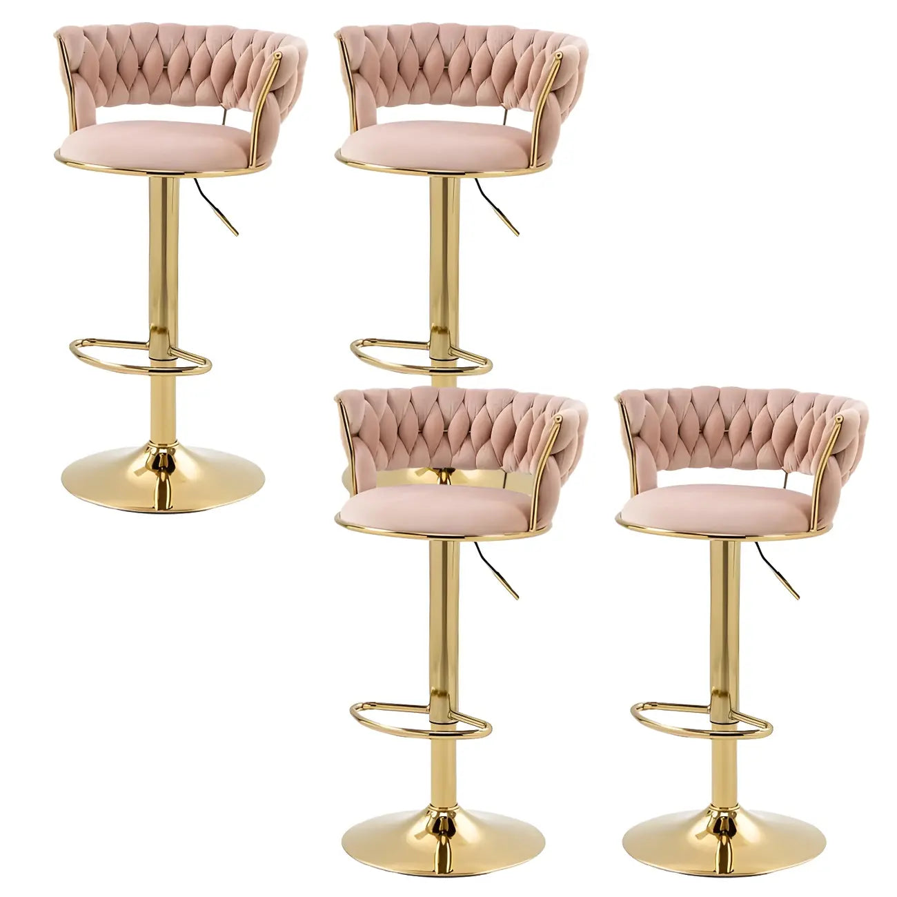 Tabouret de bar pivotant réglable à dossier bas et base dorée