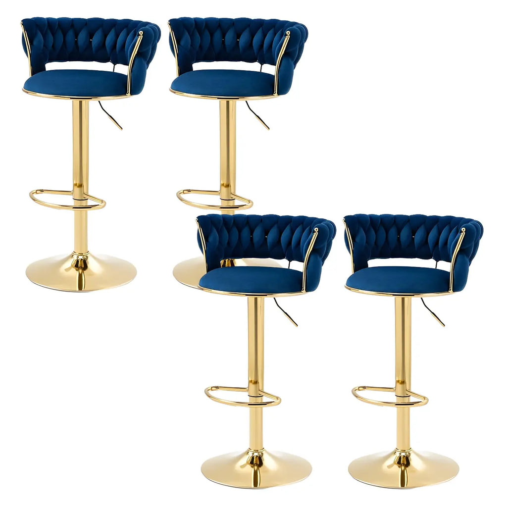 Tabouret de bar pivotant réglable à dossier bas et base dorée
