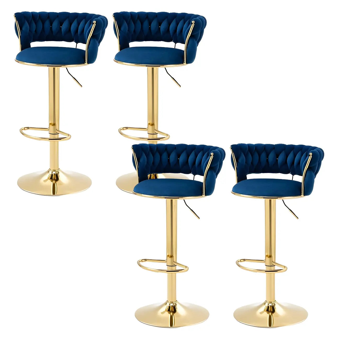 Tabouret de bar pivotant réglable à dossier bas et base dorée
