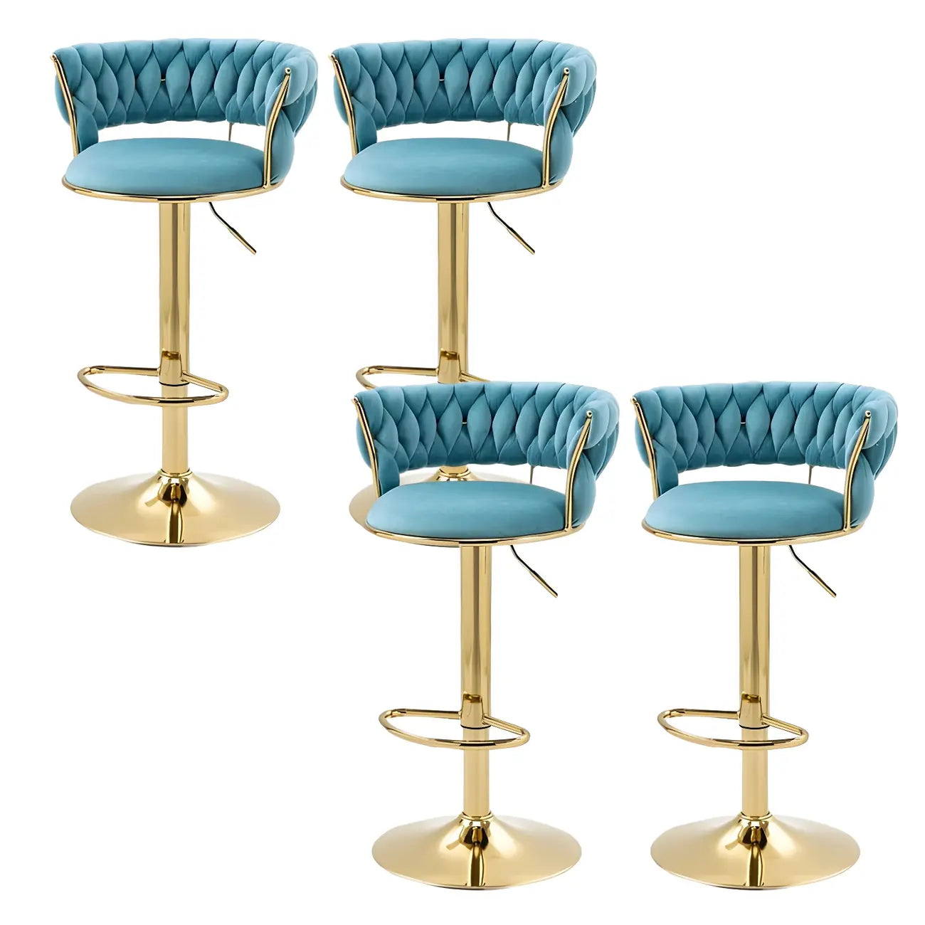 Tabouret de bar pivotant réglable à dossier bas et base dorée